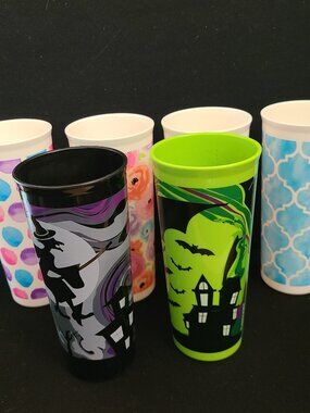 Set of 6 TUPPERWARE 16 oz Drink TUMBLERS Cups # 5107L Spring & Halloween